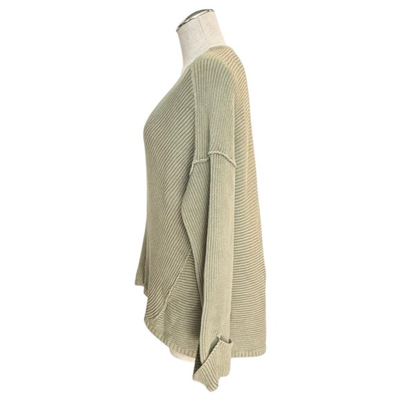 Free People Womens Oversized Ribbed Knit Sweater Green Size Small Pull Over Cuff - Picture 4 of 9